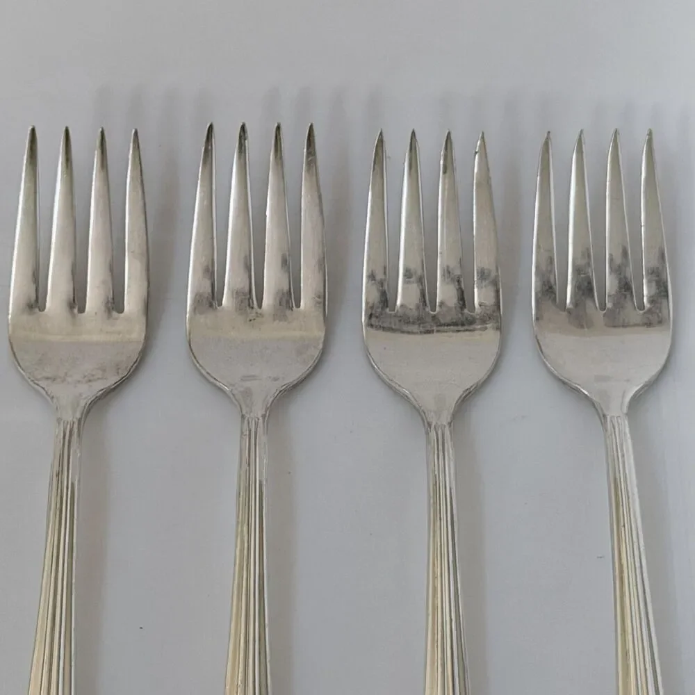 4pc International Silver Camelia Salad Fork 6” Silverplate 1940